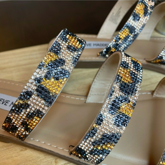 Sassy Steve Madden Leopard Rhinestone Sandals - Picture 6 of 12